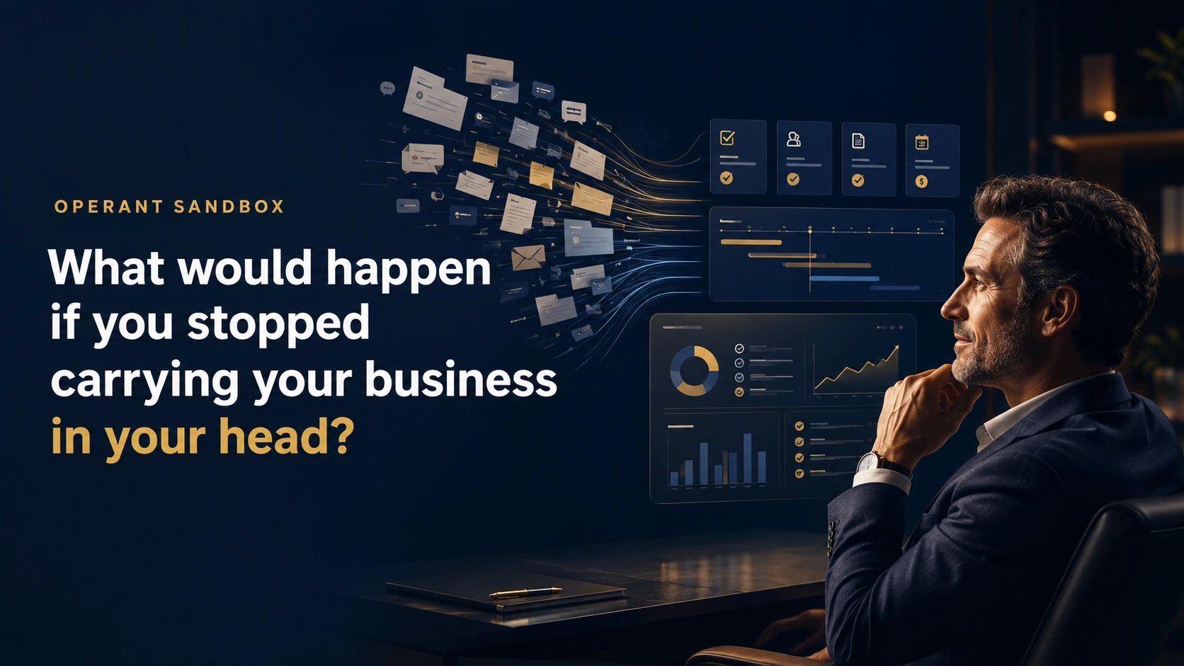 Operant Sandbox: see what happens when scattered messages and operational details become organized tasks, timelines, accountability, and visible business information.